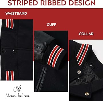 Mount Helicon Two-Tone Leather Baseball Varsity Jacket for Men