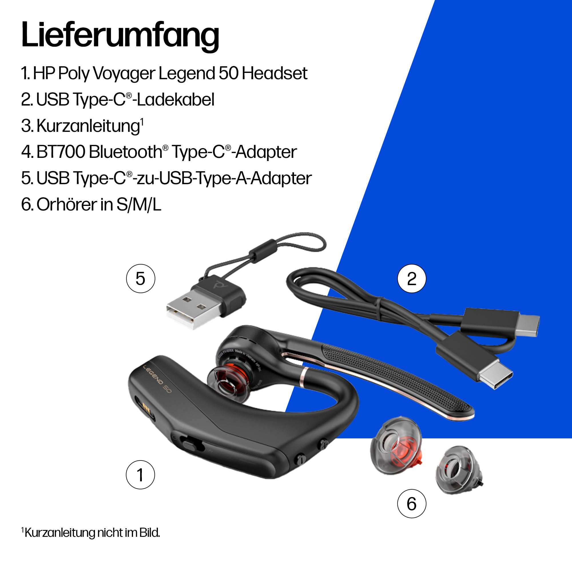 Poly Voyager Legend 50 Bluetooth-Headset NoiseBlockAI WindSmart Smart-Sensor 10 Stunden Akkulaufzeit Geräuschunterdrückung Schwarz