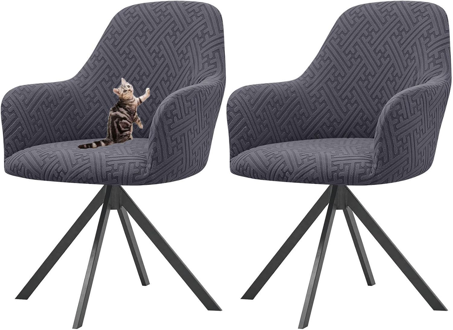 Housse de chaise à dos incurvé pour salle à manger et salon lot de 2