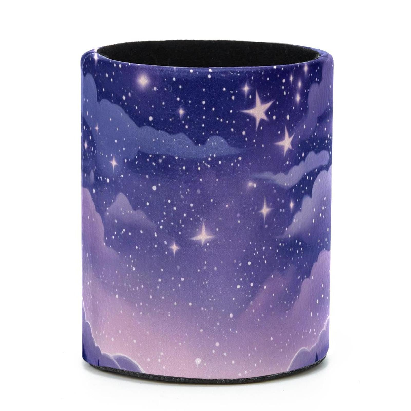 VAPOKF Round Pencil Holders for Desk, Purple Starry Sky Pen Holders Pen Pot Makeup Brushes Storage Desktop Stationery Supplies Organiser for Home Office