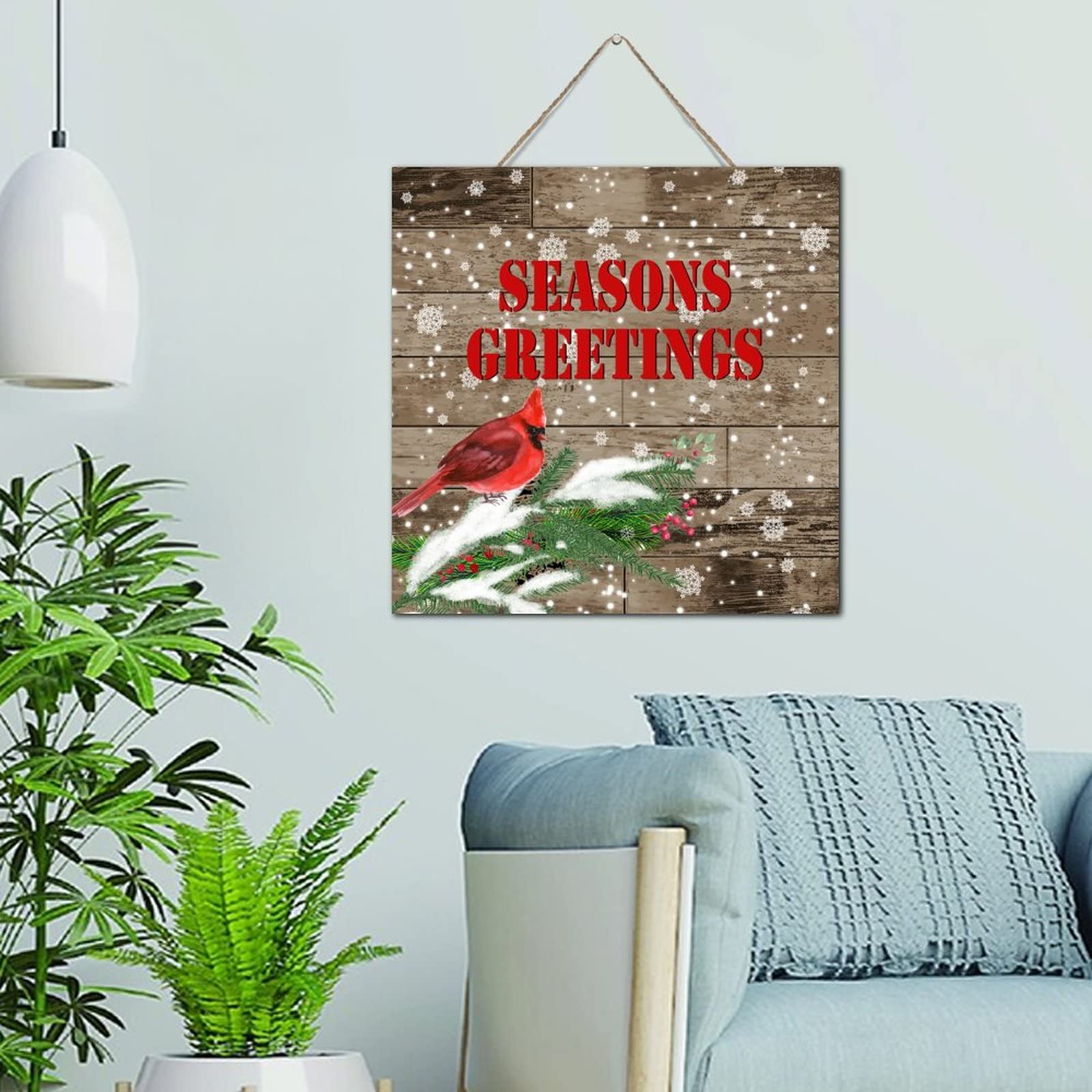 Plaque de deuil Cardinal Seasons en bois rouge pour honorer la memoire de maman et papa