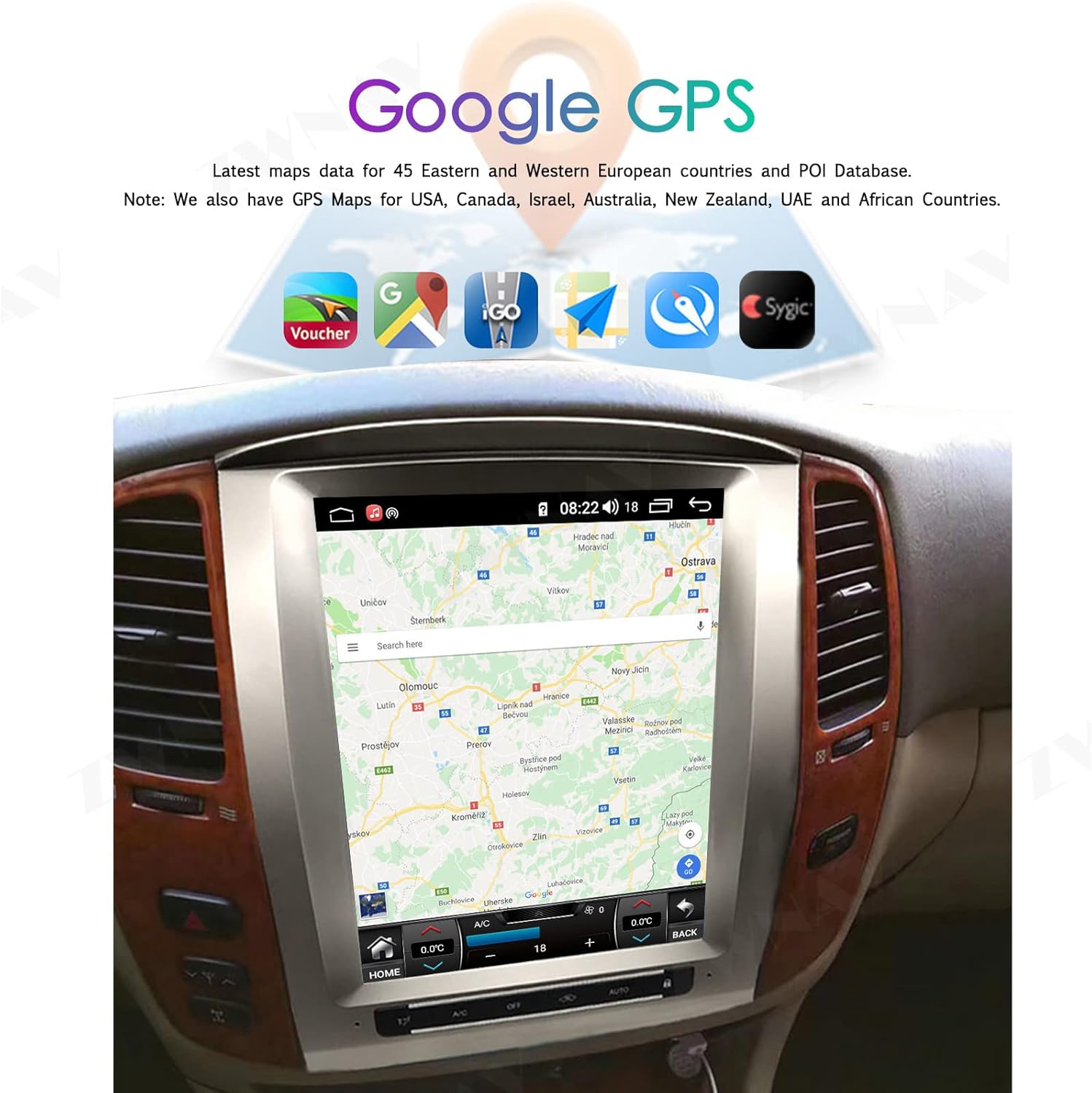 ZWNAV Android 11 Tesla Car Radio for Toyota Land Cruiser LC100 2004+, Bluetooth 5.0 Stereo GPS Navigation Head Unit 64G