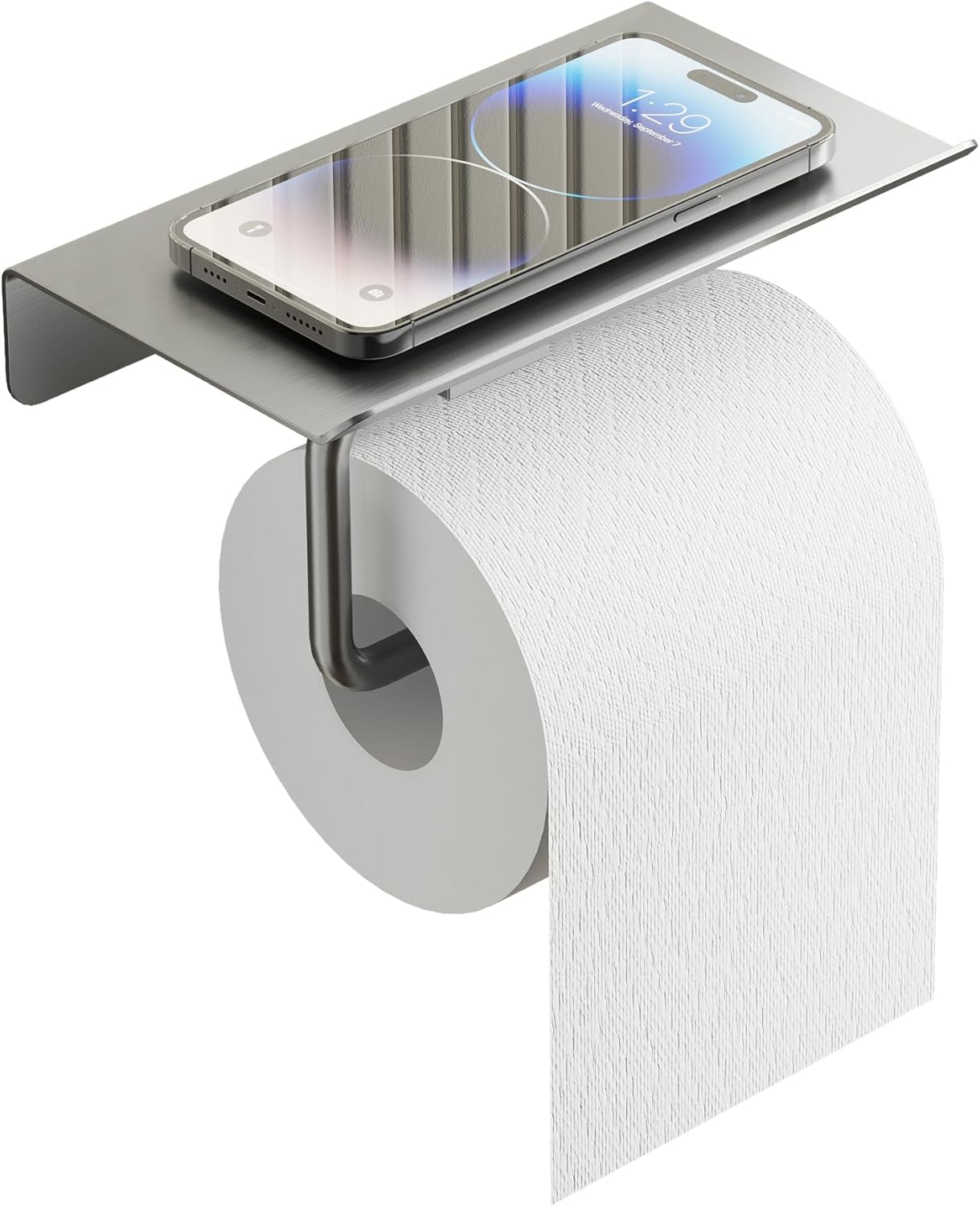 Toilet Paper Holder with Shelf, 304 Stainless Steel 6-Inch Large Bathroom Toilet Paper Holder Wall Mount, Rustproof Toilet Paper Roll Holder for Bathroom, Washroom