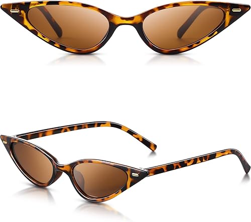 Miniatura 1 de Gafas de sol vintage con diseño de leopardo de ojo de gato retro para mujeres y hombres estilo clásico retro de diseño leopardo marrón marrón Marrón