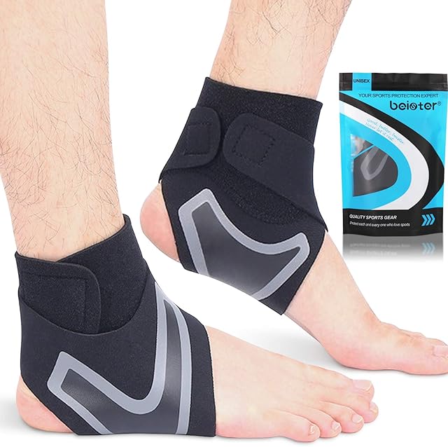 Beister 1 Pair Ankle Support Breathable Neoprene Compression Ankle Brace for Men and Women, Elastic Sprain Foot Warp for Sports Protect, Arthritis, Plantar Fasciitis, Achilles tendonitis, Recovery