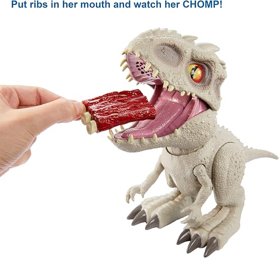 Mattel Jurassic World Toys Camp Cretaceous Feeding Frenzy Indominus Rex Interactive Dinosaur, Bite Reflex, Toy Ribs, Lights & Sounds, Authentic Detail, Ages 4 Old & Up