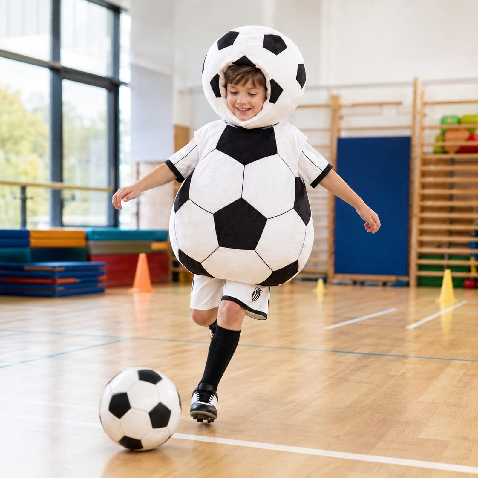 Qianly 2 Piezas Disfraz de Fútbol con Accesorios Reutilizables Conjunto de Sombrero y Vestimenta Material Resistente Fácil de Llevar Adecuado para, para Niños, Individual