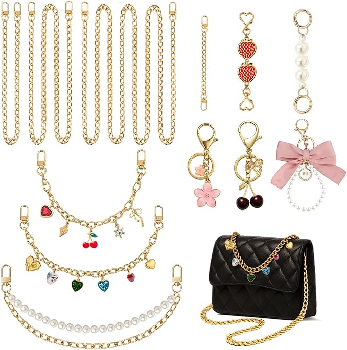 Gold Purse Chain Set (12PCS) Adjustable Replacement Straps & Bag Extenders