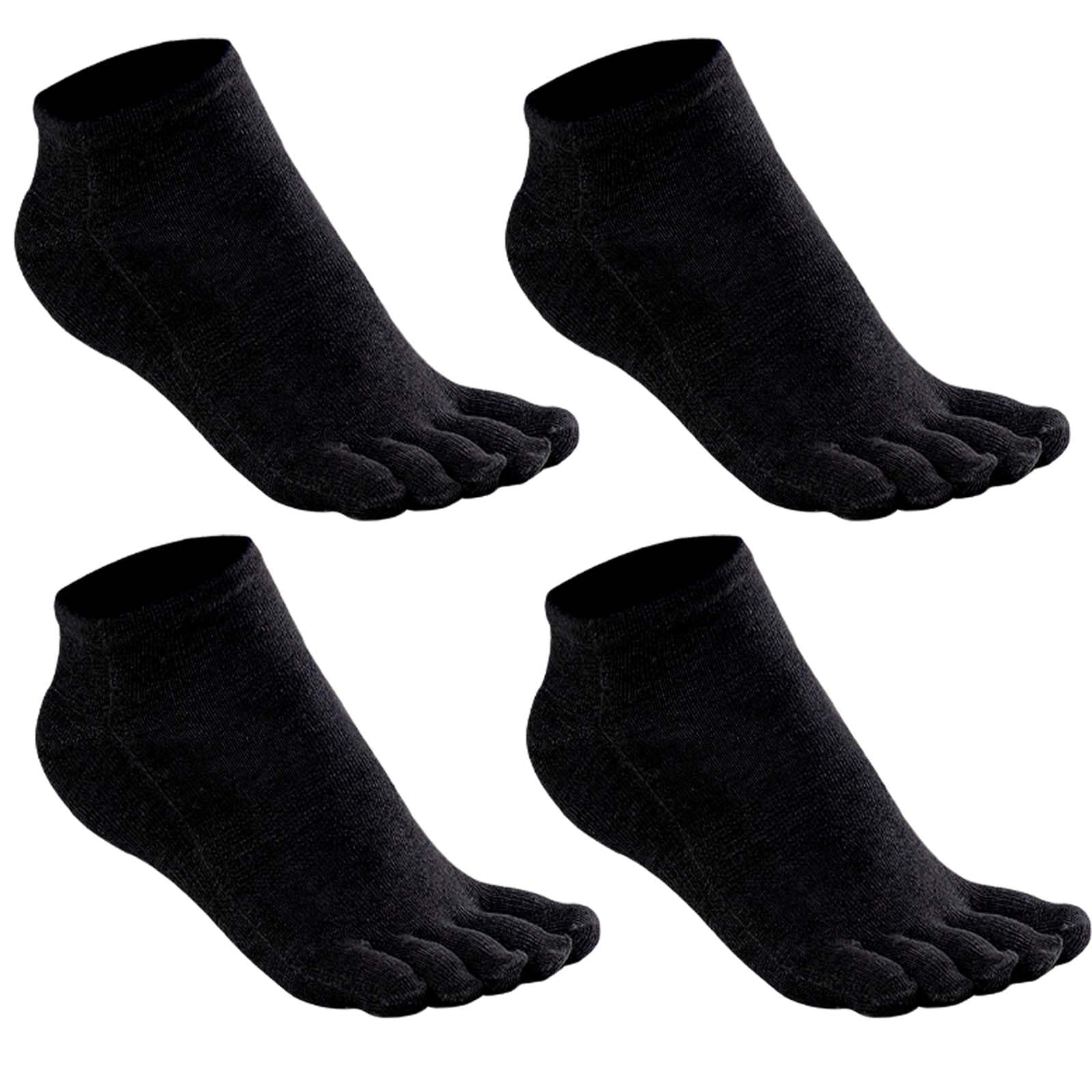 Prochosen Men's Black Cotton Toe Socks Five Finger Socks Low Cut Athletic Socks For Running 4 Pairs (Black)