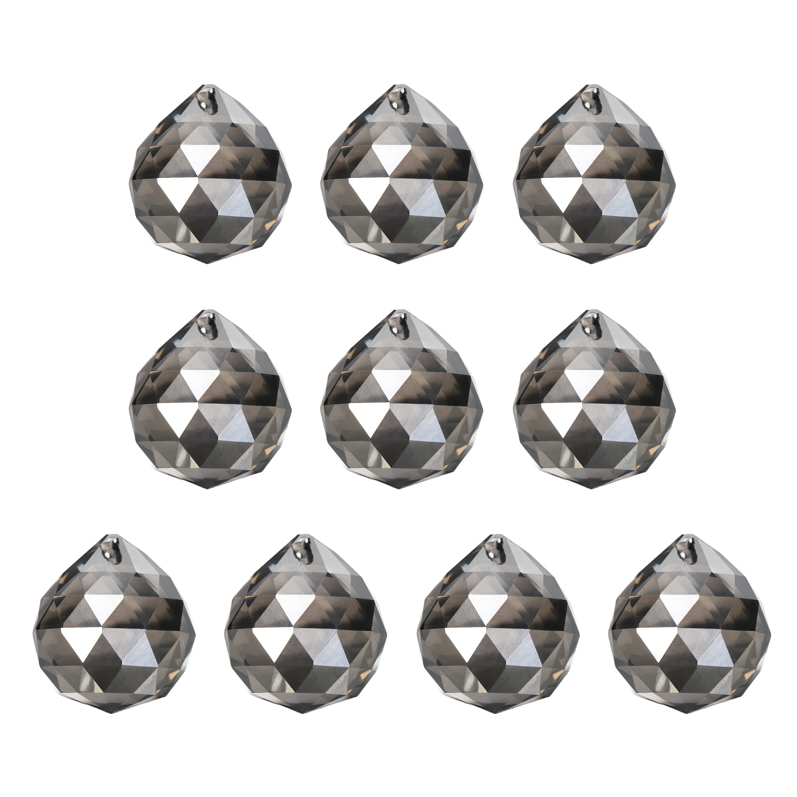 YELARXI Crystal Ball Prisms, Sun Catcher Hanging Prism Sun Catcher Pendant 44mm / 1.73Inch & 10 Pack & Smoky Gray-Fitting for (Outdoor/Indoor/Windows/DIY Decor/Feng Shui/Chandelier)