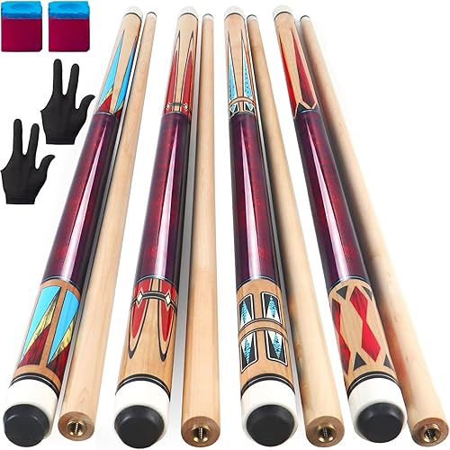 Miniatura 10 de IIQ Pool Cues Stick, Pool Cue Stick Sets of 4/3/1 Cue Sticks 58 inch Pool Cues Adult Canadian Maple Wood Billiard Stick 1 pieza 21oz,4 colores,4