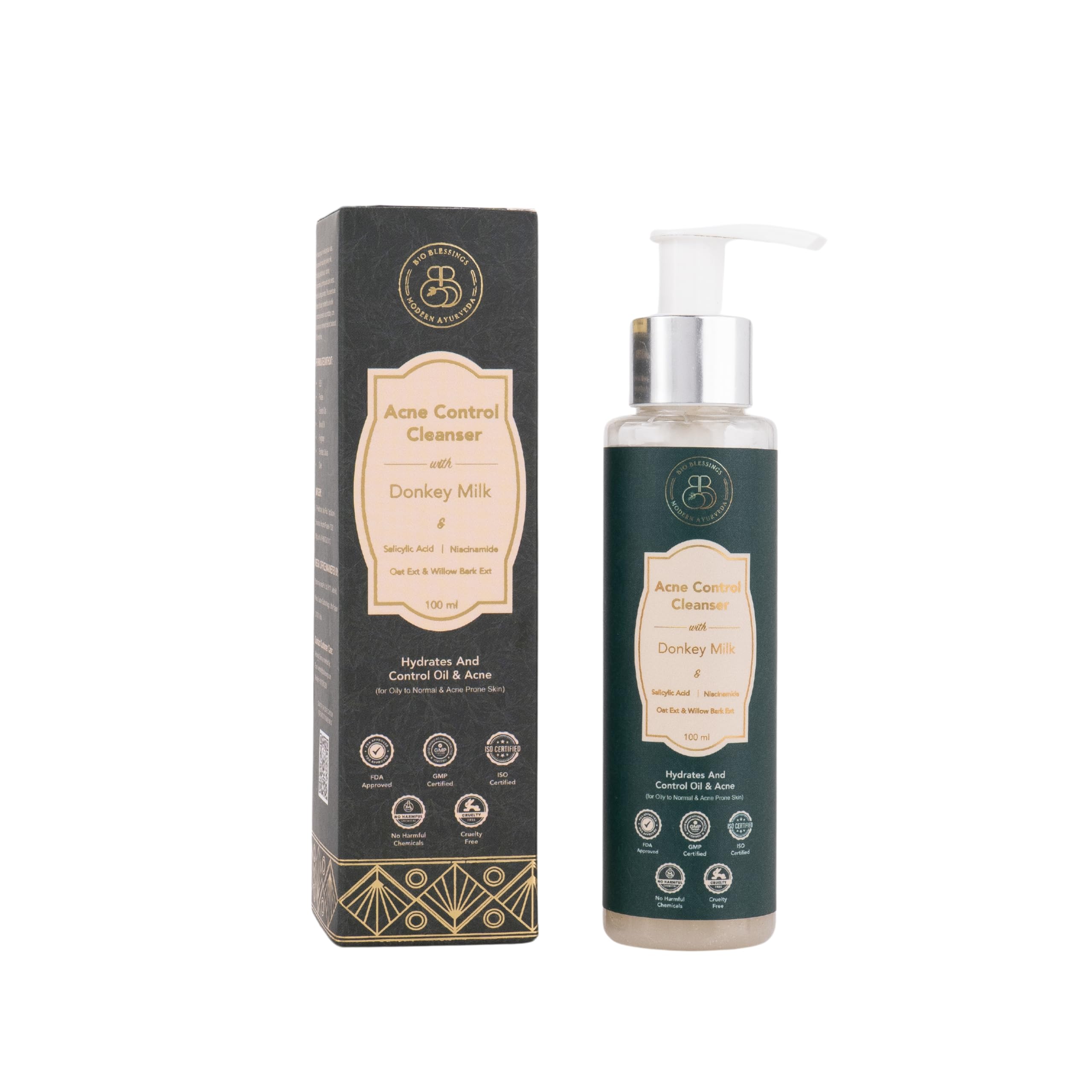 Donkey Milk & 2% Salicylic Acid Acne Control Face Wash for Women & Men | With 2% Salicylic Acid, 2% Niacinamide, Oat Ext & Willow Bark Ext | Anti-Acne Face Wash for Oil Control, Pore cleansing - 100ml