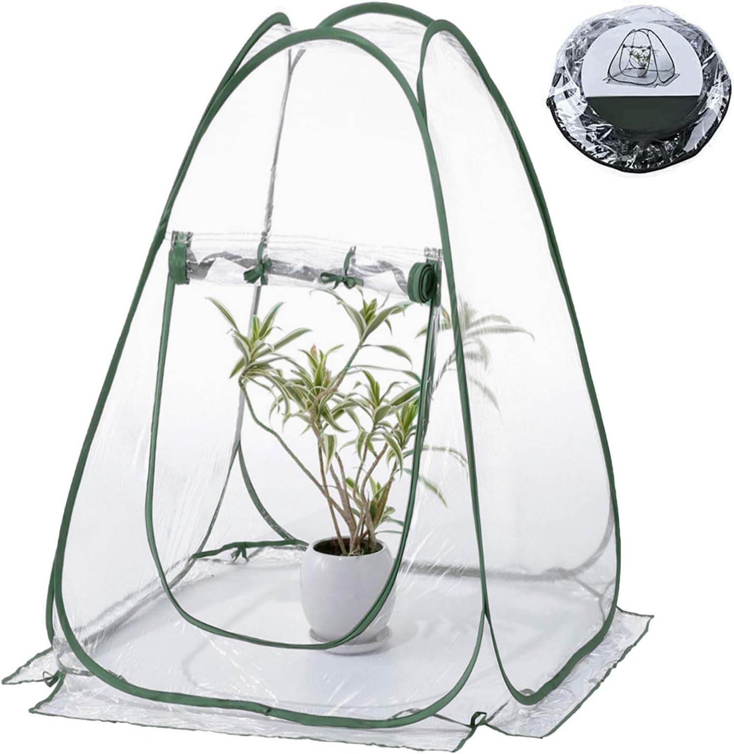 Kakeah Pop up Greenhouse, Portable Mini Greenhouse Tent, Outdoor Green Gardening Plant Hot House, Flower Pot Cover for Garden Patio Home Backyard (27"x27"x31")