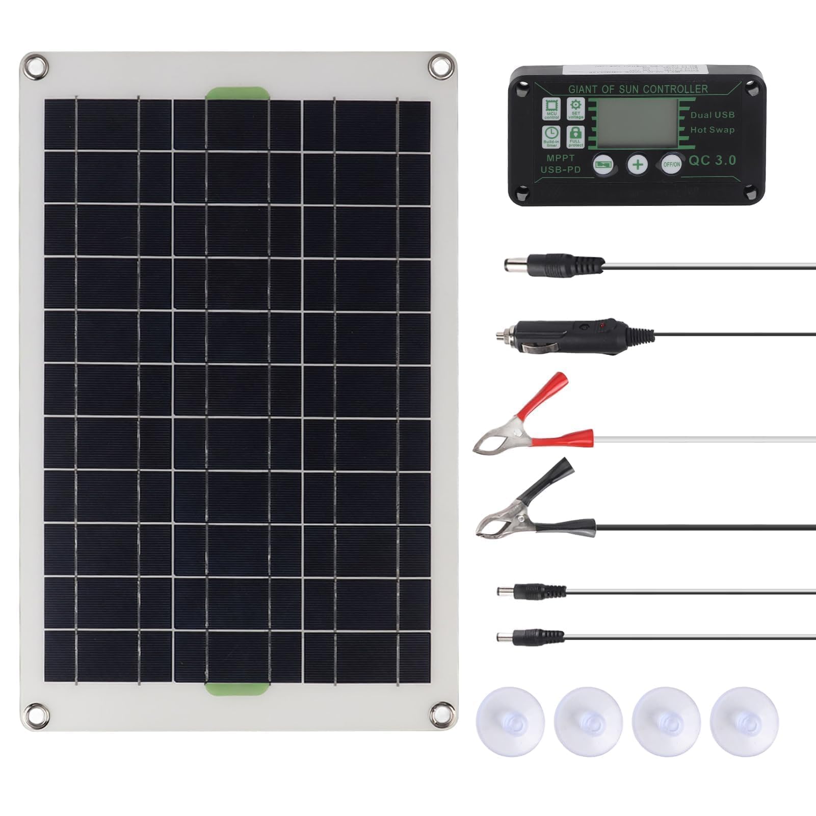50W 30A Solar Battery Charger, 12V 24V Solar Panel Charger Controller Solar Panel for Car Boat Marine RV Trailer Truck