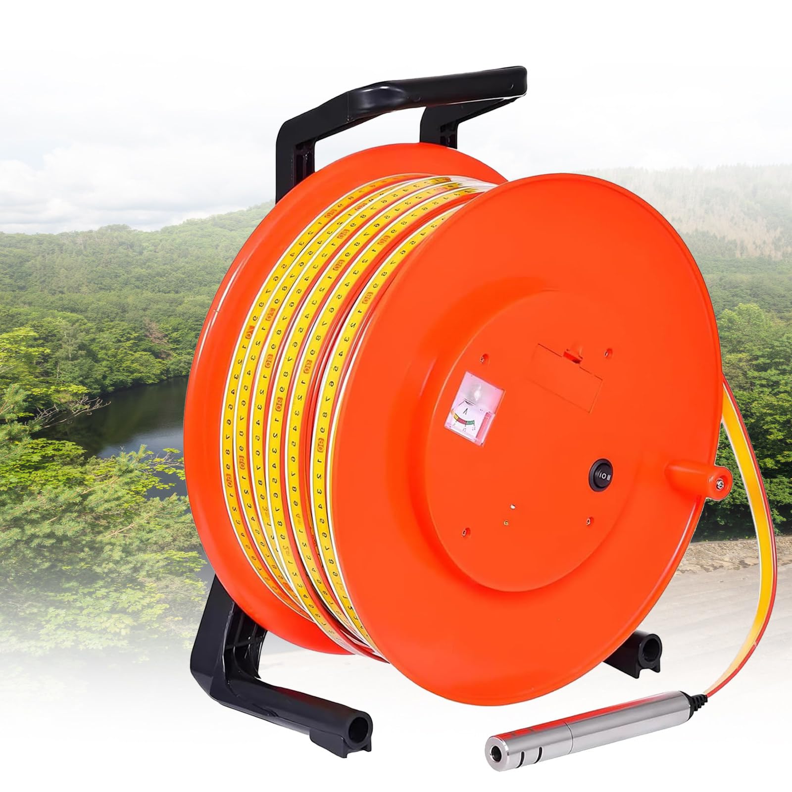 BITYCOW Water Depth Meter, Water level gauge probe steel strip, Groundwater Level Gauge, Water Level Indicator Stainless Steel Probe Tape 10-300m For Wells Boreholes 20m/65ft