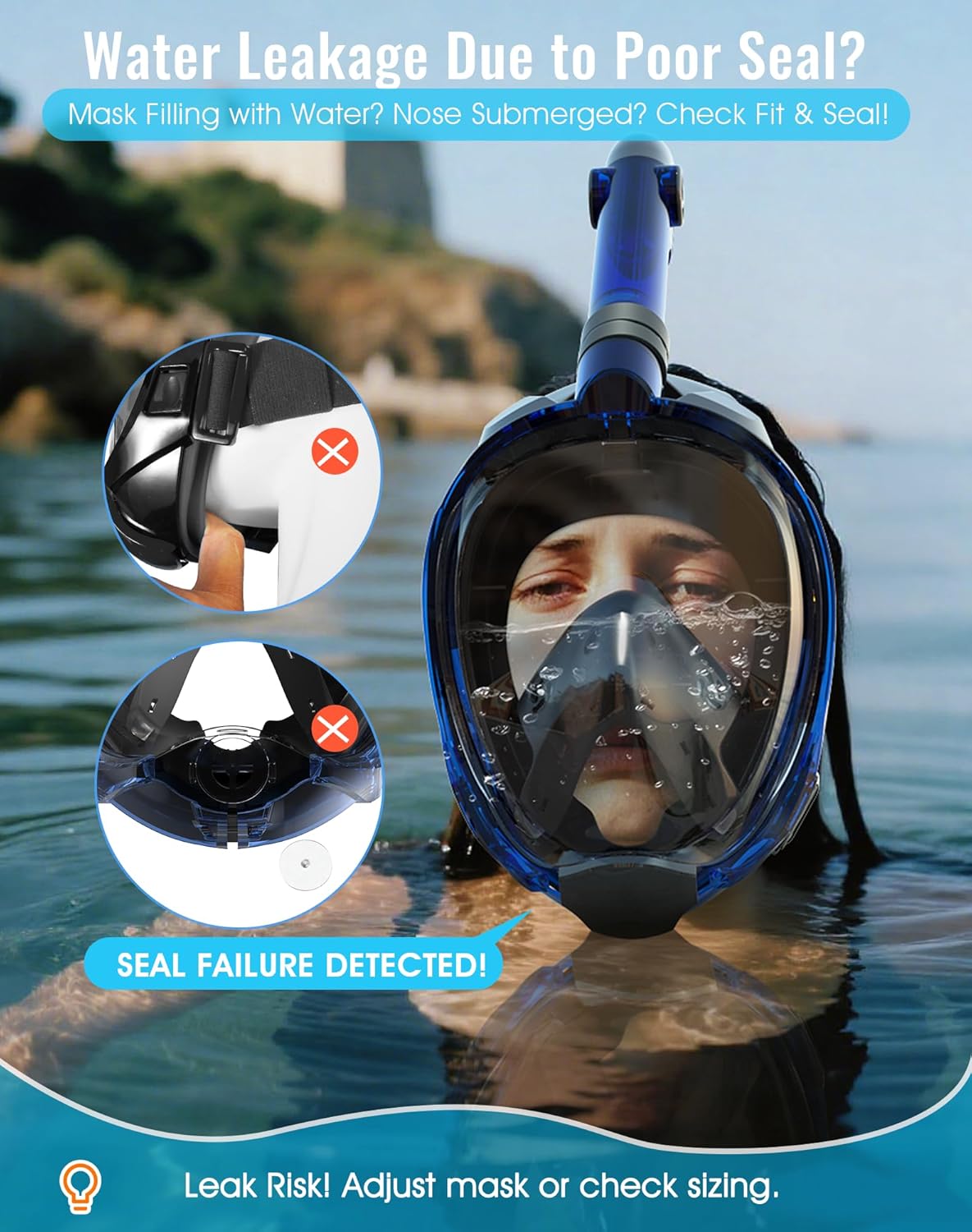 Greatever G2 Full Face Snorkel Mask with Latest Dry Top System,Foldable 180 Degree Panoramic View Snorkeling Mask with Camera Mount,Safe Breathing,Anti-Leak&Anti-Fog - Image 6