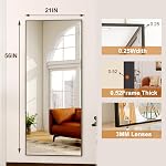 HARRITPURE Miroir 21"x56" pleine longueur, miroir en aluminium noir cadre avec support, miroir plein corps debout suspendu ou mur de fuite pour chambre, salon