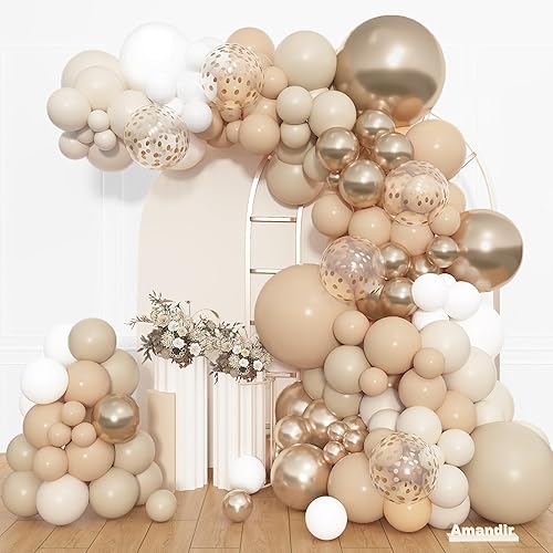 Miniatura 14 de Amandir Kit de arco de guirnalda de globos de oro rosa, 153 piezas, diferentes tamaños de 18, 12, 10, 5 pulgadas, globos metálicos de confeti de