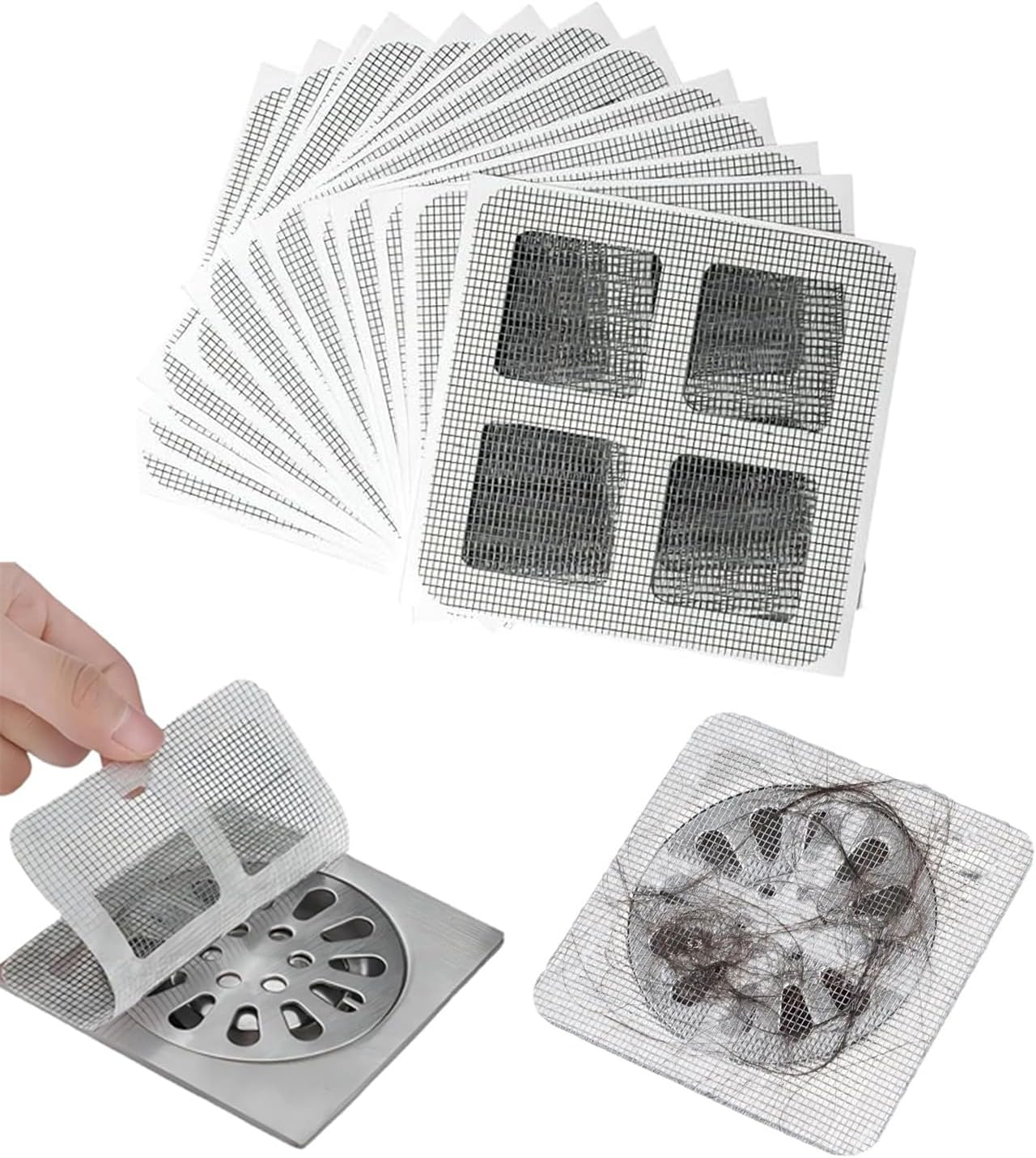 Disposable Hair Drain Stickers, Shower Drain Hair Catcher Mesh Stickers ...