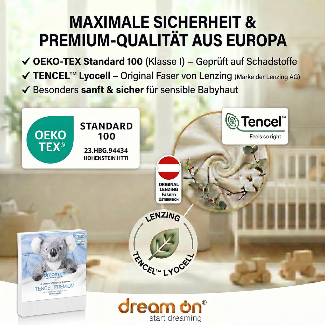 Matratzenschoner 70x140 Baby wasserdicht atmungsaktiv Tencel 2in1 Laken | 2in1 Baby Matratzenschoner 70x140 wasserdicht. Direkt beschlafbar ohne Laken. Faltenfreie Kinderbett Unterlage (bis 13cm).