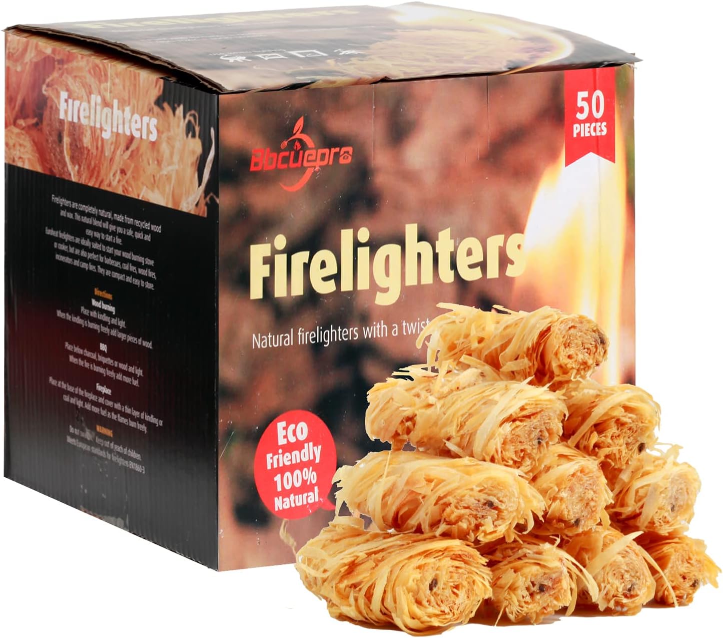 Bbcuepro All Natural Charcoal Fire Starters 50 PCS Lightning Fast