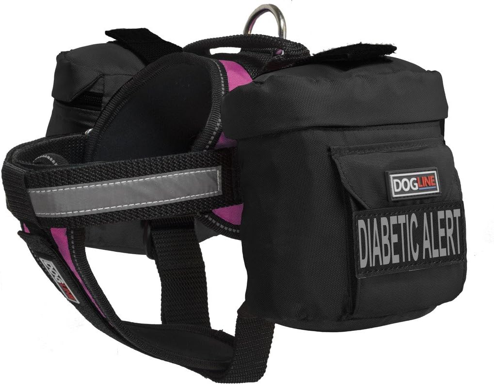 Dogline Unimax Multi-Purpose Vest Harness for Dogs with 2 Removable Diabetic Alert Patches and 2 Removable Side Utility Bags (Green, X Large (36" - 46"))