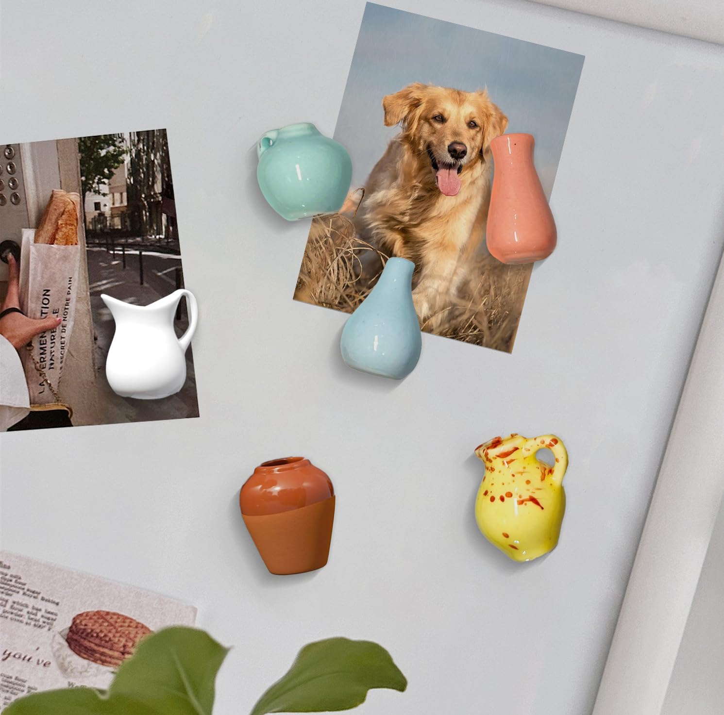 8PCS Mini Vase Magnets, Cute Mini Ceramic Magnets for Fridge 3D Ceramic Flower Vase, 2025 New 3D Plant Vase for Refrigerator Accessories Kitchen Office Decoration(8PCS-C) image 4