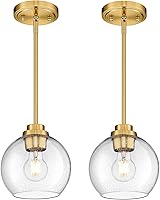 Vista 18 de Luces Colgantes para Isla de Cocina, Lámpara Colgante Moderna Dorada con Pantalla de Globo de Vidrio Transparente, Accesorios de Iluminación