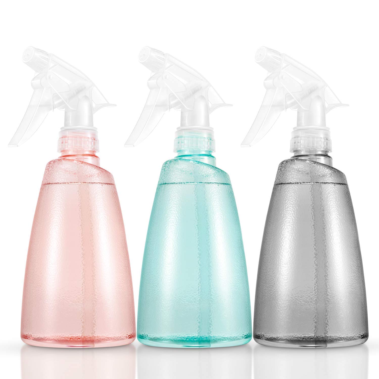Azonee 3Pcs Plastic Spray Bottles, , 500ml Empty Mister Spray Bottle for Hair Cut，Cleaning, Plants Watering, Leak-proof Clear Sprayer for Gardening