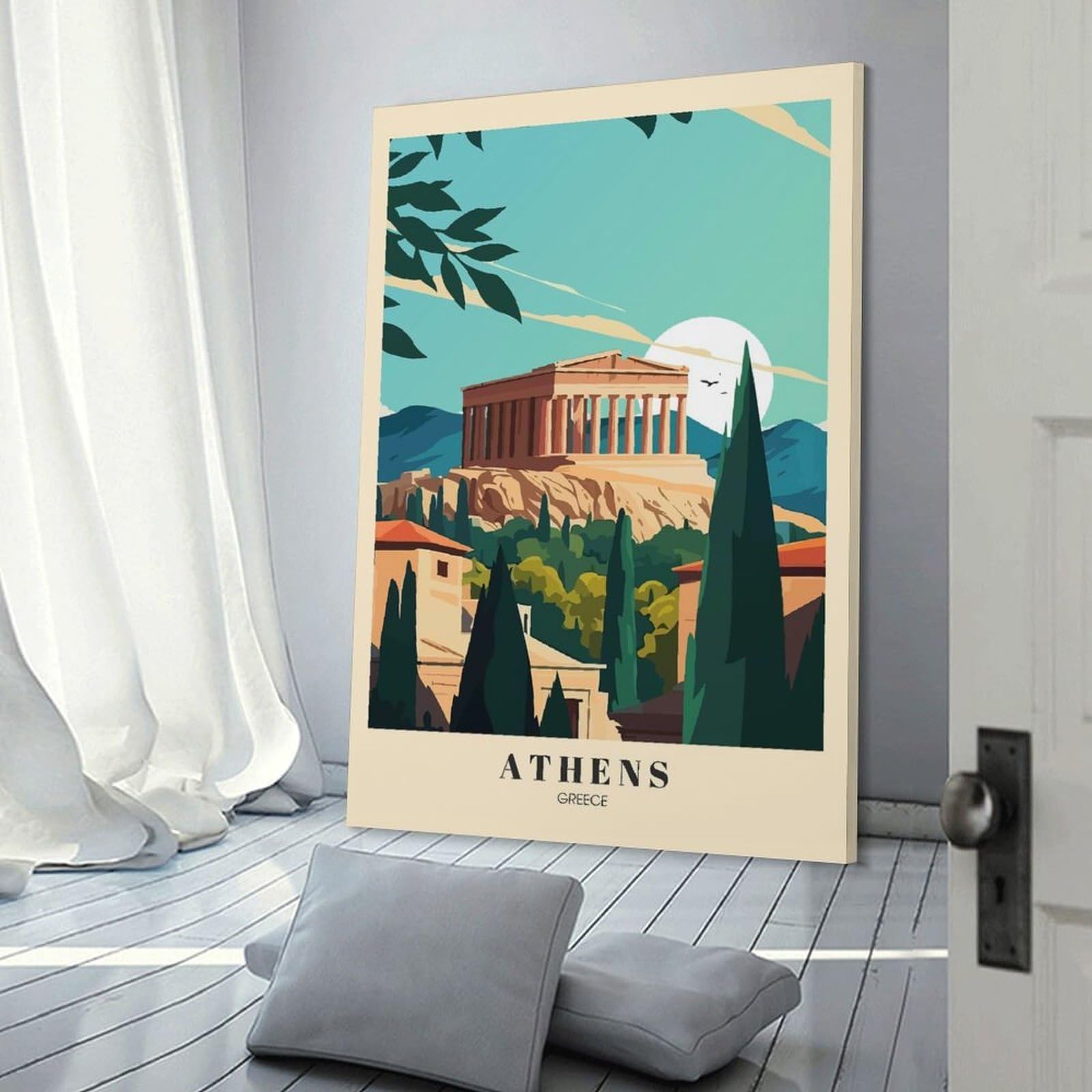 Junmoney Wall Picture Print Athens Greece Travel (9), 20x30inch(50x75cm), for Wall Displays, Bedrooms Or Room Updates, Wall Decor Suited to Curated Displays