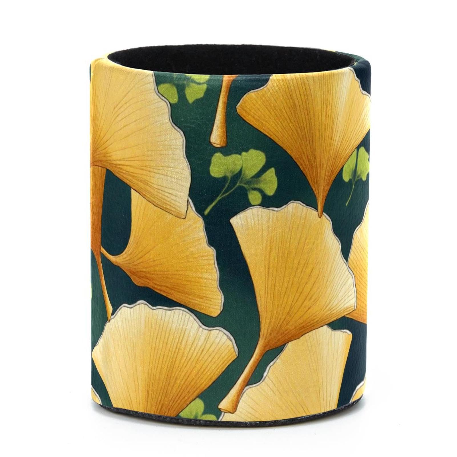 VAPOKF Round Pencil Holders for Desk, Artistic Leaves Pen Holders Pen Pot Makeup Brushes Storage Desktop Stationery Supplies Organiser for Home Office