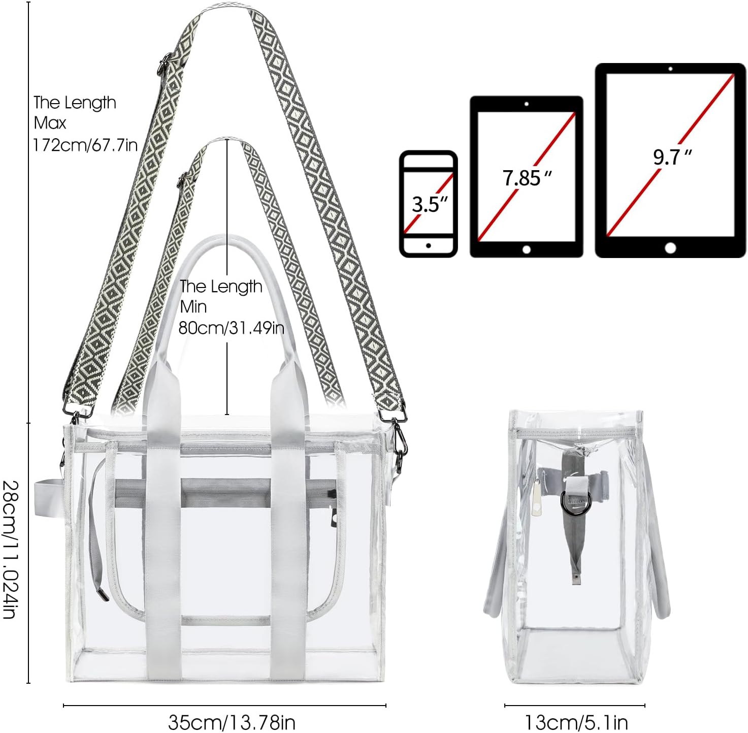 Clear Bags for Women Tote Bag, Crossbody Bag, Stadium Approved Clear Purse for Sports Events, Concert, Work & Beach - Image 4