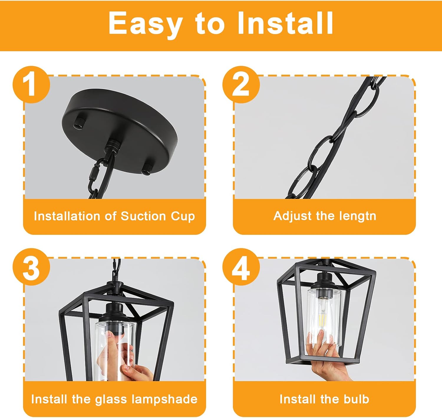 Up To 40% OFF Pendant Lights for Kitchen Island, Black Lantern Cage Hanging Pendant Lighting Fixtures with Clear Glass Shade, Industrial Metal Farmhouse Chandelier Ceiling Mount Lamps, Adjustable Height, E26 Base 🔥 Pendant Lights for Kitchen Island, Black Lantern Cage Hanging Pendant Lighting Fixtures with Clear Glass Shade, Industrial Metal Farmhouse Chandelier Ceiling Mount Lamps, Adjustable Height, E26 Base