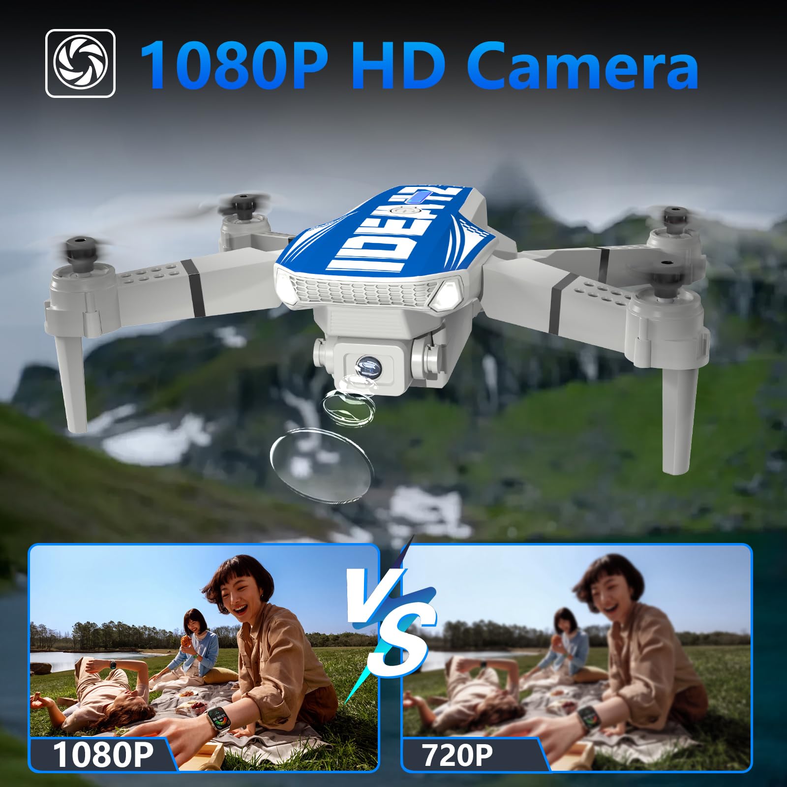 Mini Drone con Cámara 1080P, Drone con Posicionamiento Flujo Óptico, Evitación Obstáculos 270°, Modo sin Cabeza, Quadcopter Dron Plegable con Transmisión WiFi para Adultos Mini Drone con Cámara 1080P, Drone con Posicionamiento Flujo Óptico, Evitación Obstáculos 270°, Modo sin Cabeza, Quadcopter Dron Plegable con Transmisión WiFi para Adultos