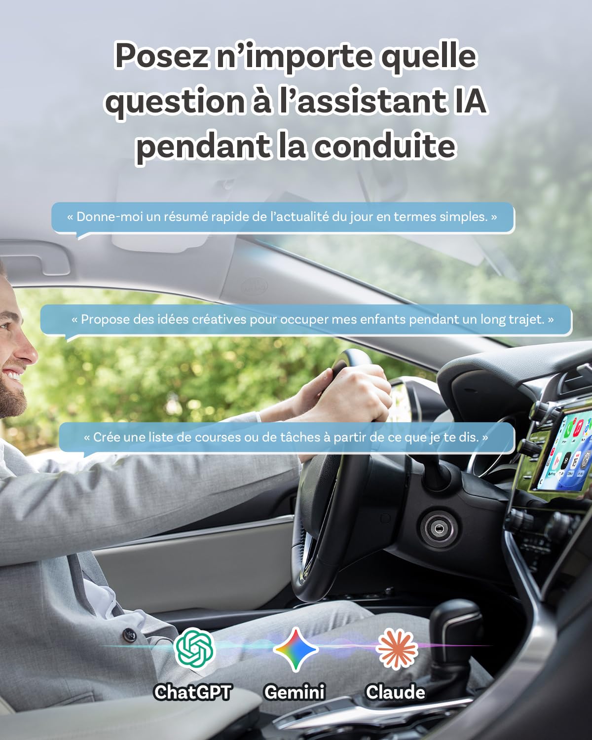 OTTOCAST Play2Video Ultra, 3-en-1 Boîtier AI pour Netflix/Youtube/Prime Video, Adaptateur CarPlay sans Fil & Android Auto avec clé USB, Wi-FI Dual Band, Bluetooth 5.4, 4Go+32Go, Plug & Play