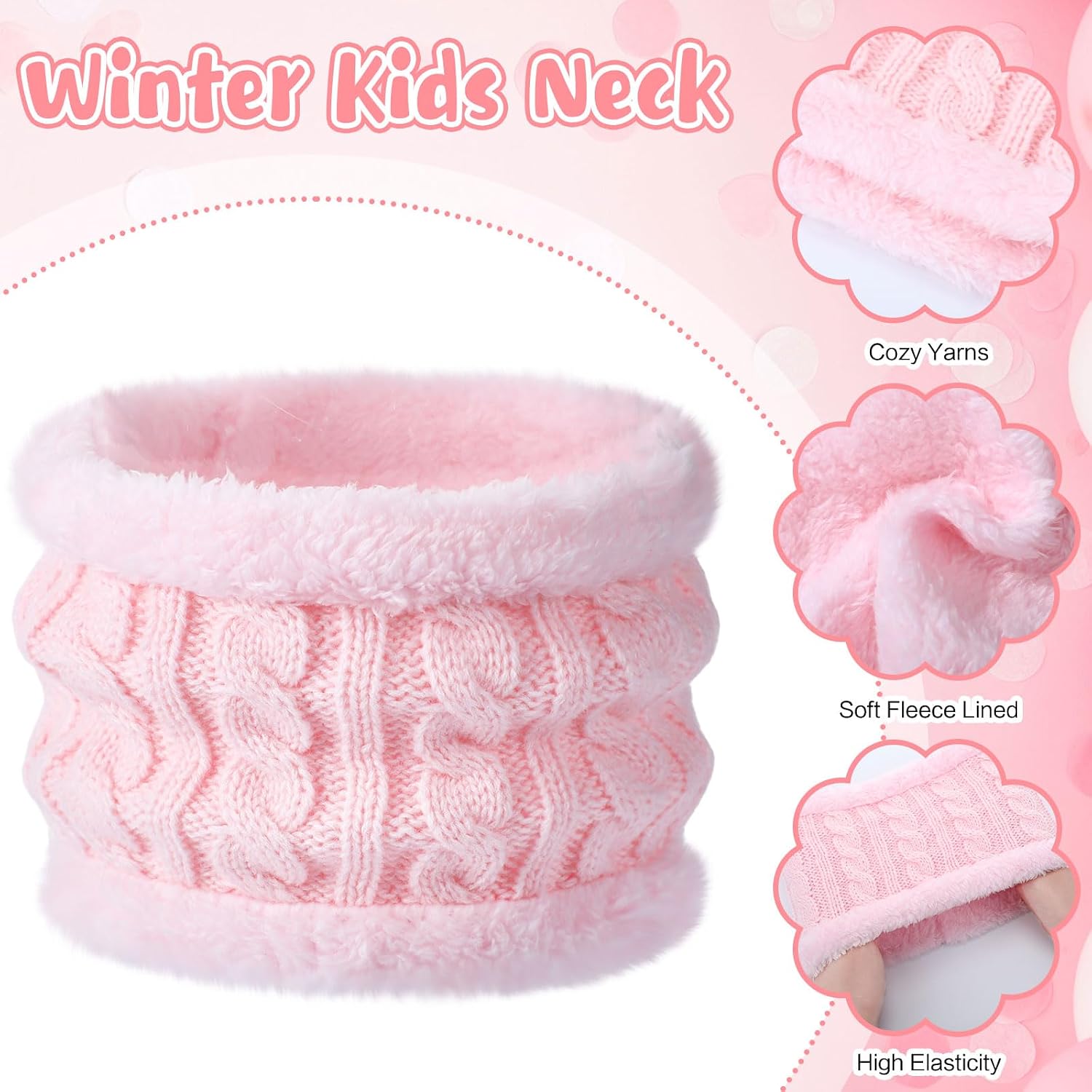 Chicingyou 5 Pcs Kids Winter Beanie Hat Scarf Gloves Set Ear Muffs Socks Pompom Knit Warm Winter Cap for Girls Boy 4-10 Years