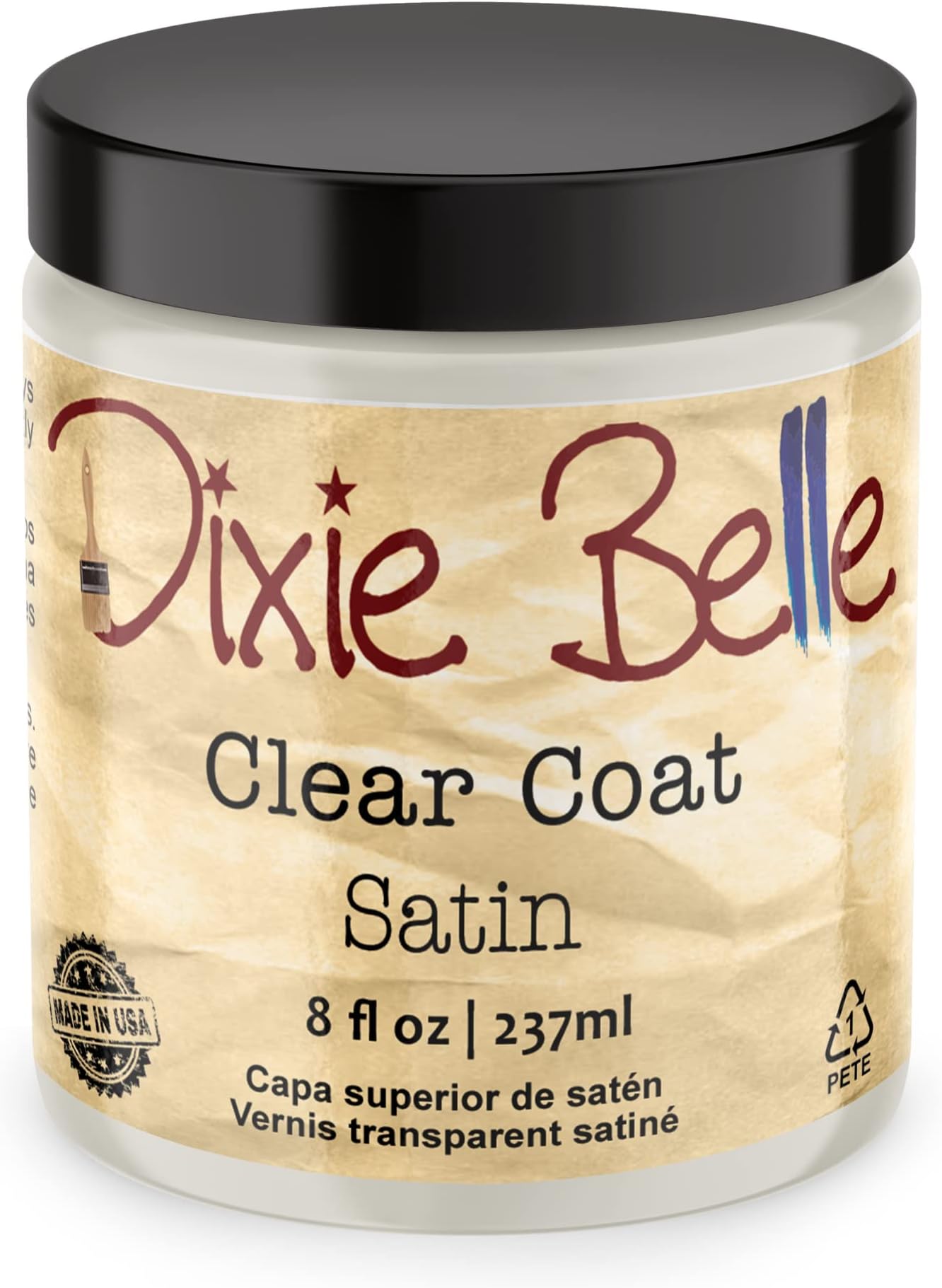 Satin Clear Coat (8oz) | Satin Finish Polyacrylic Topcoat | Chalk-Friendly Furniture Paint Finish