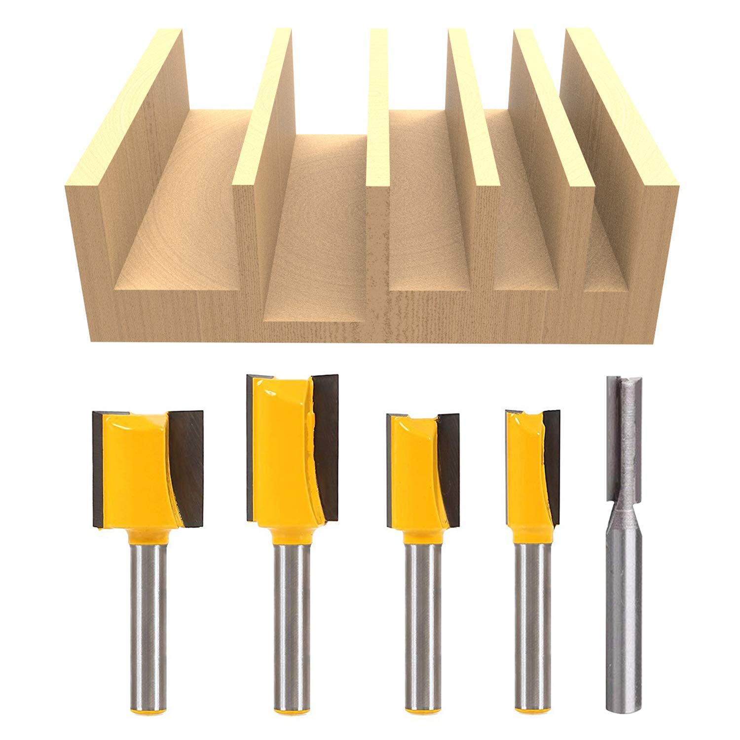 Meihejia 1/4 Inch Shank Straight Dado Router Bit Set - 5 Sizes: Tools & Home Improvement