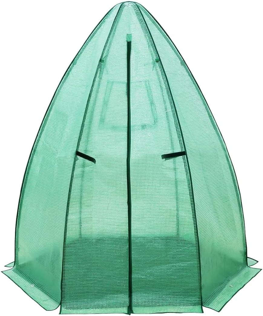 54”X 54”x 71”Portable Greenhouse for Winter Gardening with Zippered Door Mesh Window- Transparent PE Pop Up Plant Protector Cover for Heat Preservation in Backyard