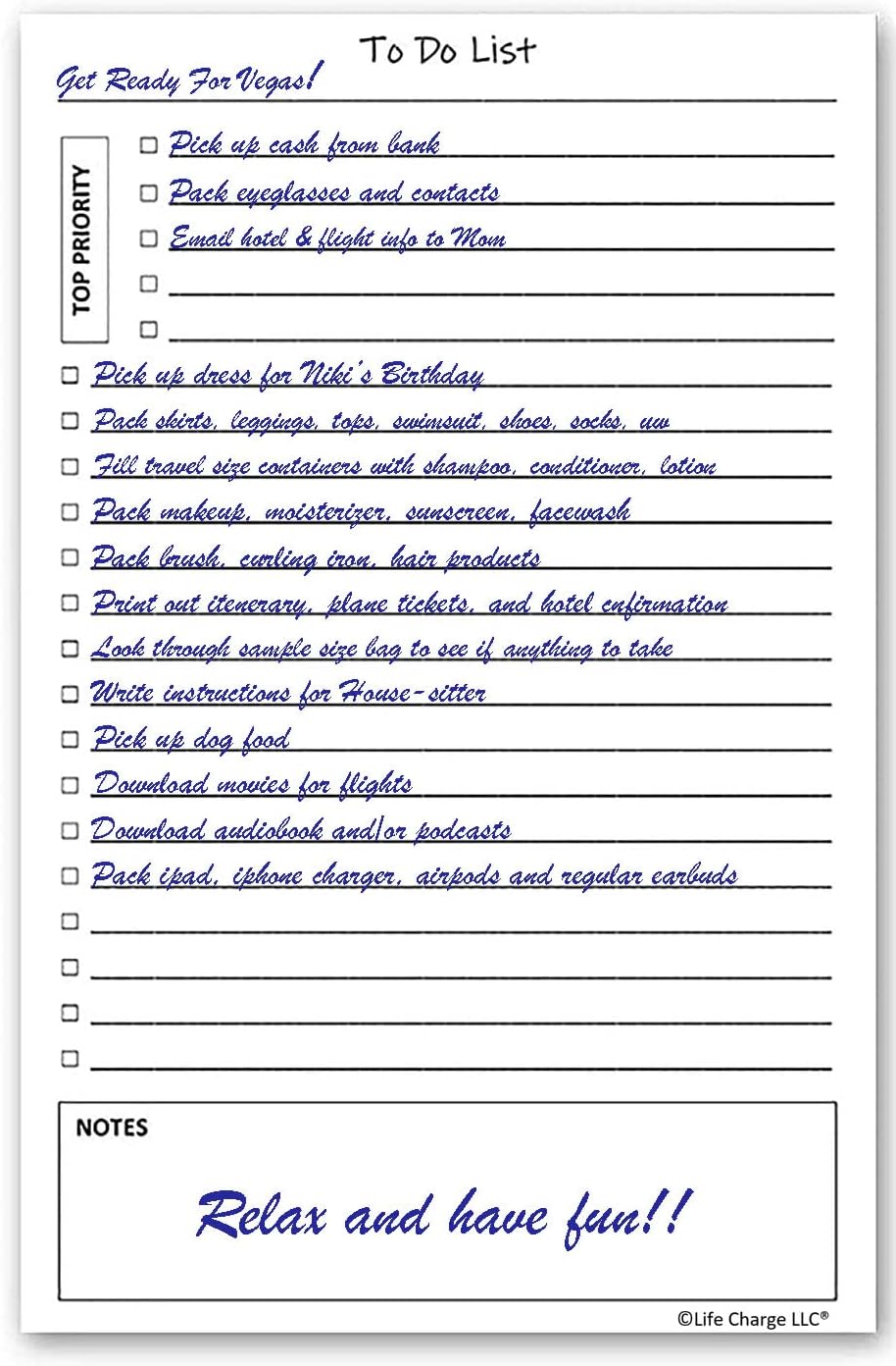 Life Charge To Do List Notepads for Work, Daily Checklist Planner Pads with Priority & Notes, 2 Pack, 100 Pages Total, 8.5 x 5.5 Half Letter, Portrait image 2