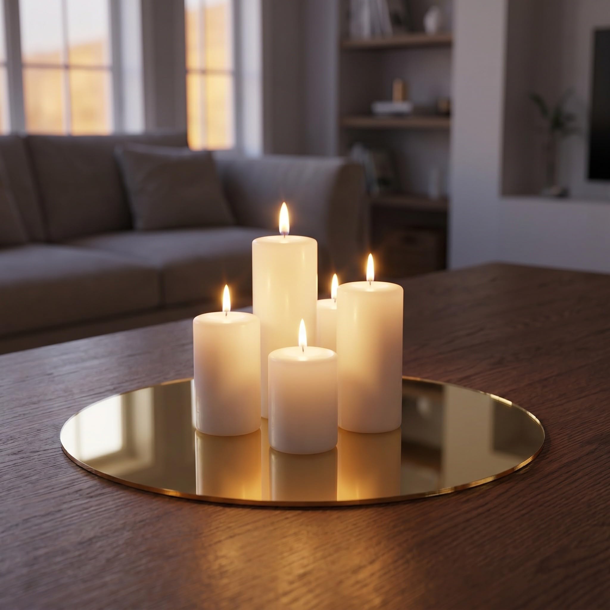 Operitacx Set di 4 vassoi decorativi rotondi in acrilico, specchietti in acrilico da 30 cm (11,8") ideali per centrotavola, esposizione di profumi, decorazioni per matrimoni e servizi