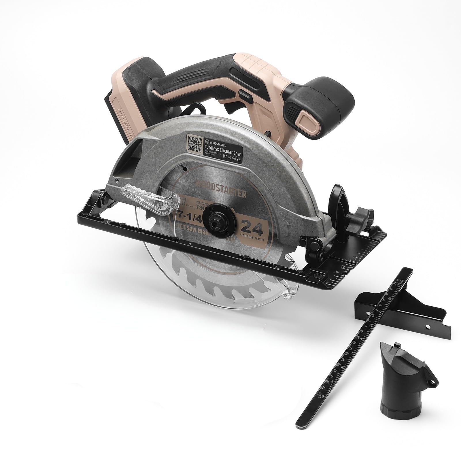 Cordless Circular Saw, 5000RPM Brushless Motor, 45° Bevel Cutting, Max Depth 2-1/2", 7-1/4" Electric Circular Saws with LED Light, Lightweight 6.6lbs,