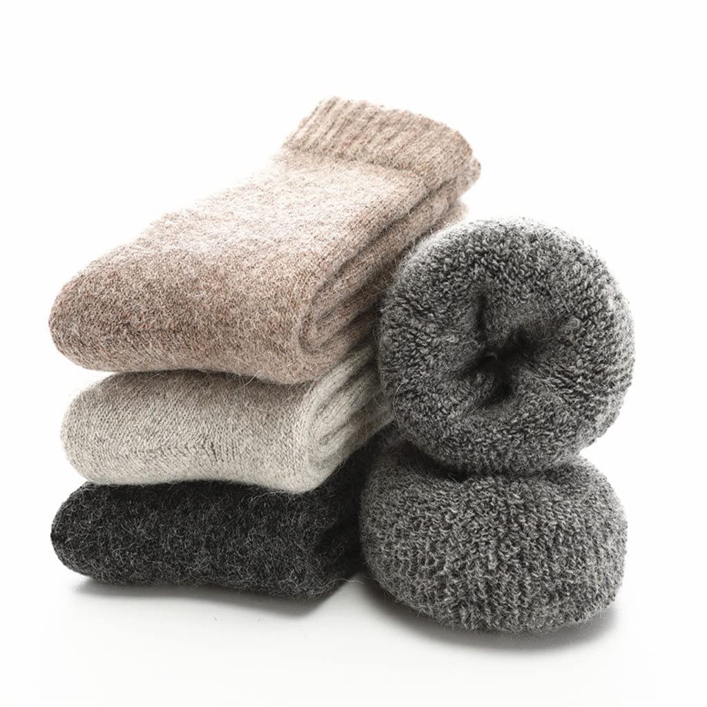 Chtom 5 Pares de Calcetines de Invierno Hombres súper Gruesos termosocks sólidos de Lana Calcetines de Conejo contra Nieve frío calcetín Caliente (Color: 5 Pares Tamaño: 7.5-11 Pulgadas)
