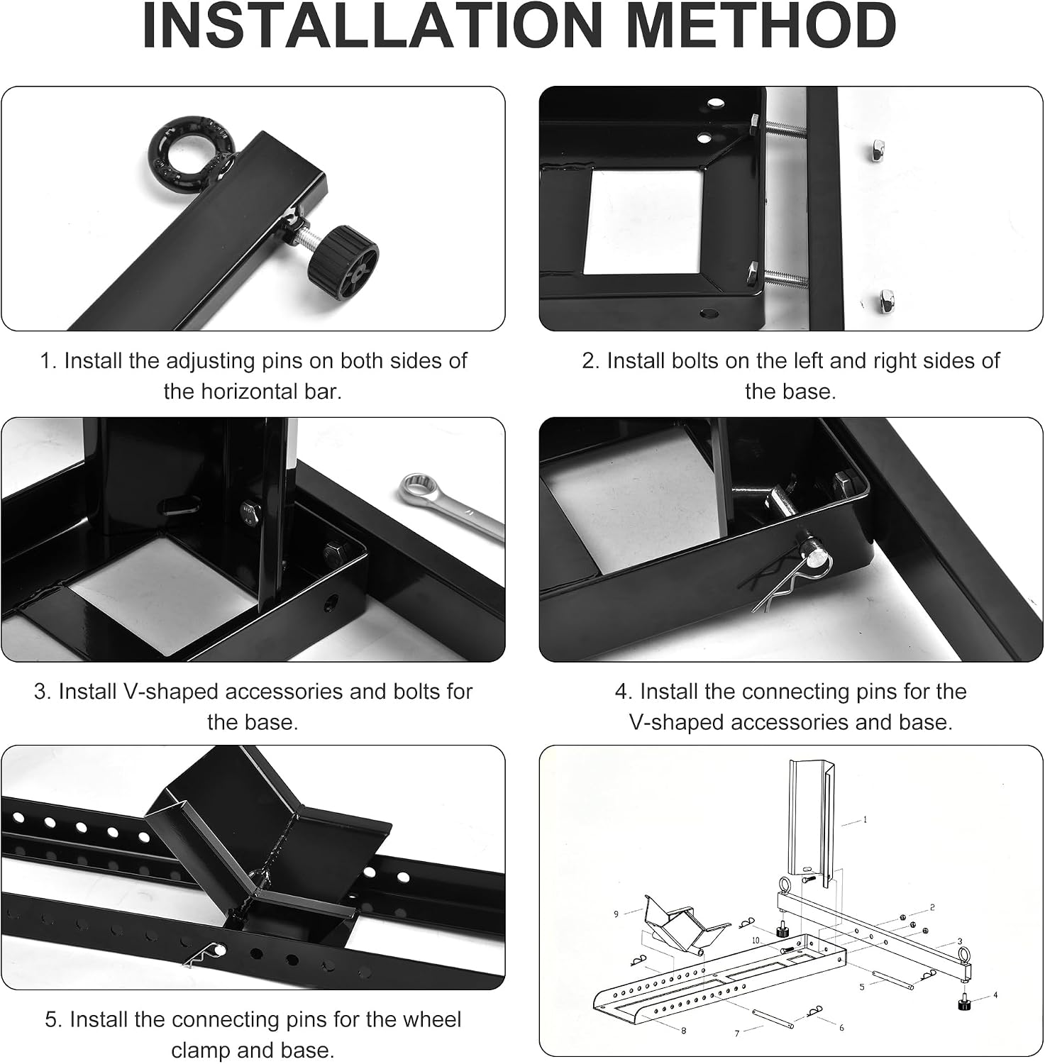Adjustable Motorcycle Stand, Wheel Chock Upright with Capacity of1800lbs, Heavy Duty Motorcycle Wheel Chock for 15"-22" Wheels