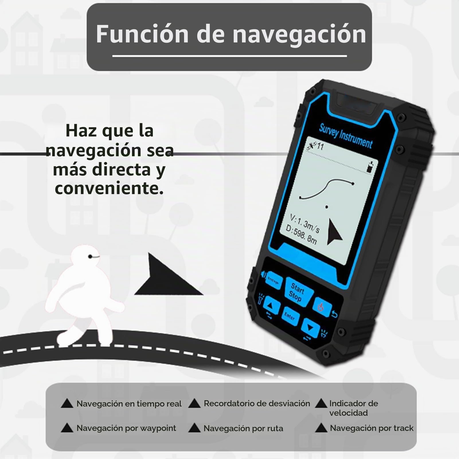 Medidor de Terreno GPS Topógrafo portátil con Pantalla de 2,4 Pulgadas Instrumento de medición topográfica con Chip GNSS Herramienta de medición de área Soporta 2 Modos de medición