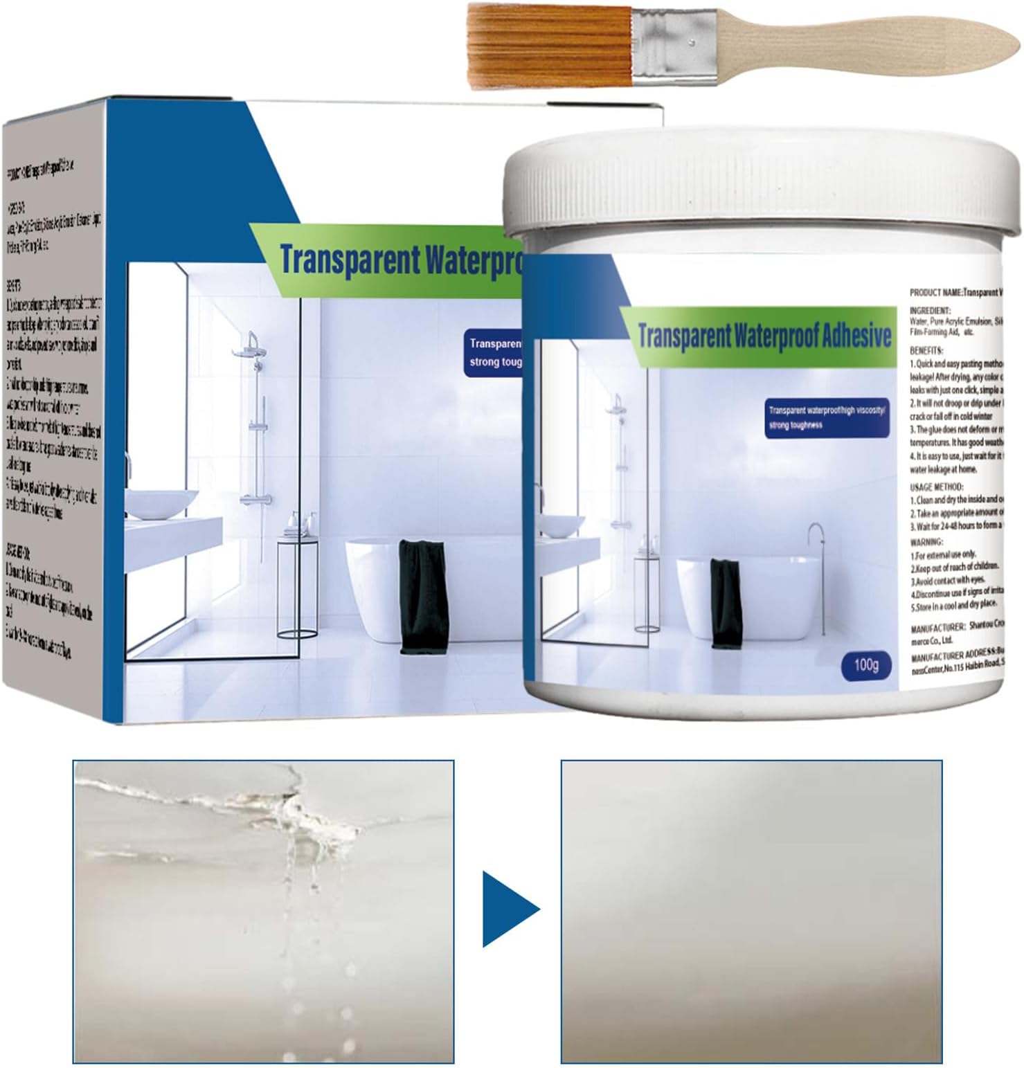 SOPTEC Waterproof Insulation Sealant | Transparent Glue Coating Agent - Strong Waterproof Anti-Leakage Agent for Roof, Bathroom, Kitchen, Wall, Tile Repairing