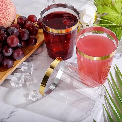 Miniatura 4 de supernal 200 vasos de plástico dorados, vasos de plástico duro de 10 onzas, vasos desechables para pícnics, barbacoas, viajes de campamento y