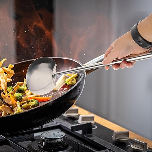 Miniatura 3 de EXCEART Juego de espátulas de cocina, espátula para wok, acero inoxidable, cuchara para revolver, utensilios de cocina