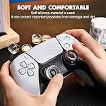 DLseego 2PCS Thumb Grips Caps for Xbox One Switch 2, PS5 PS4 Switch Pro Wireless Controller Steam Deck, Soft Silicone Anti-Slip Crystals Button Cap with 2 Heights Joystick Cover - Clear 3