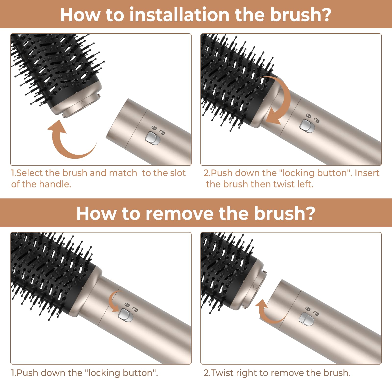 Air Styler Airbrush 6 en 1,1000w Sèche Cheveux Ionique,Hair Styler,Température Vitesse du vent Réglable,Brosse Soufflante avec 30mm Boucleur, pour Cheveux Secs, Lissés, Bouclés